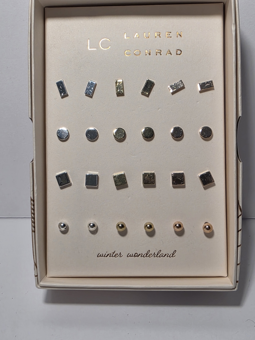 LC Lauren Conrad Mixed Metal Stud Earring Set - Silver, Gold, Rose Gold